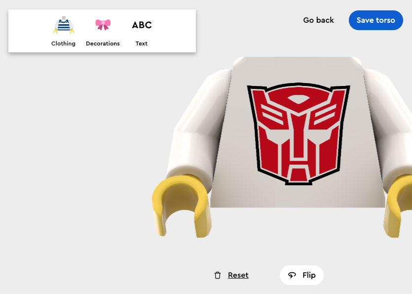 LEGO Minifigure Factory Transformers torso print 1